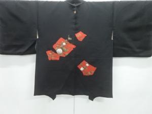 破れ色紙に菊・梅笹模様一つ紋絵羽織